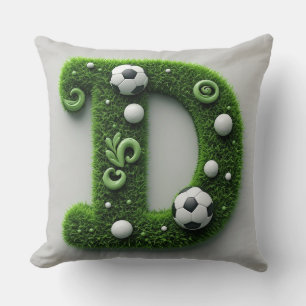 Grüner Gras-Buchstabe D-Topiaire mit Fußball Kissen
