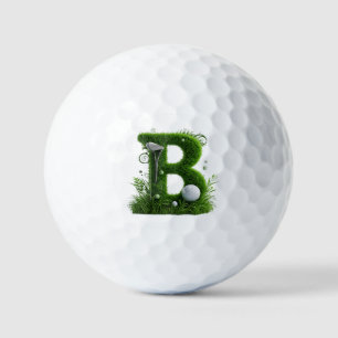 Grüner Grasbuchstabe B mit Golfschlägern: Sport, N Golfball