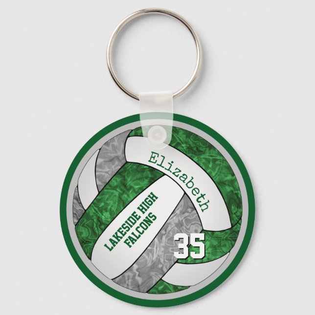 grüner grauer Volleyball-Schlüsselanhänger mit Sch Schlüsselanhänger (Vorderseite)