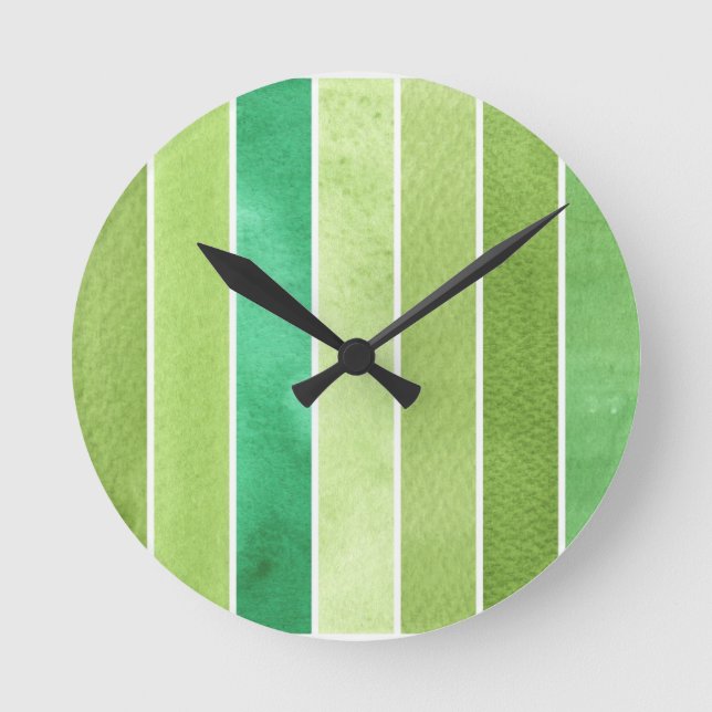 grüner großer Aquarellhintergrund - Aquarell Runde Wanduhr (Vorderseite)