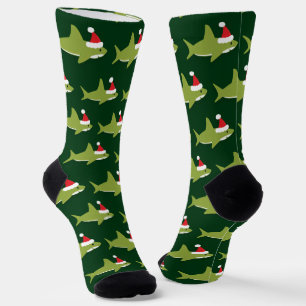 Grüner Hai - Weihnachtsmannmütze Weihnachten Socken