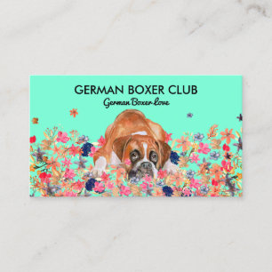 Grüner heller süßer Boxerhund Visitenkarte