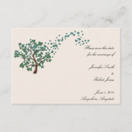Grüner Herzbaum auf Elfenbein Save the Date Einladung