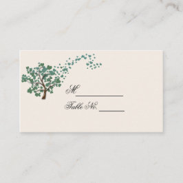 Grüner Herzbaum auf Elfenbeinhochzeit-Platzkarte Platzkarte