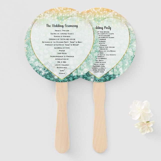 Grüner Herzblatt-Baum-Hochzeitsprogramm-Fächer Fächer (Vorne und Hinten)