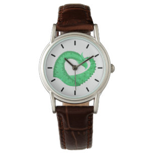 Grüner Herzdrache auf Weiß Armbanduhr