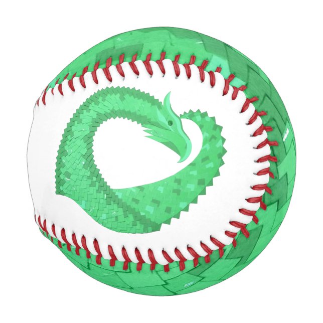 Grüner Herzdrache auf Weiß Baseball (Vorne Rechts)