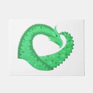 Grüner Herzdrache auf Weiß Fußmatte