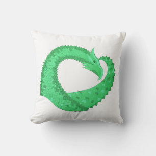 Grüner Herzdrache auf Weiß Kissen