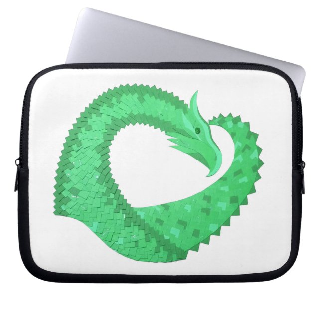 Grüner Herzdrache auf Weiß Laptopschutzhülle (Vorderseite)