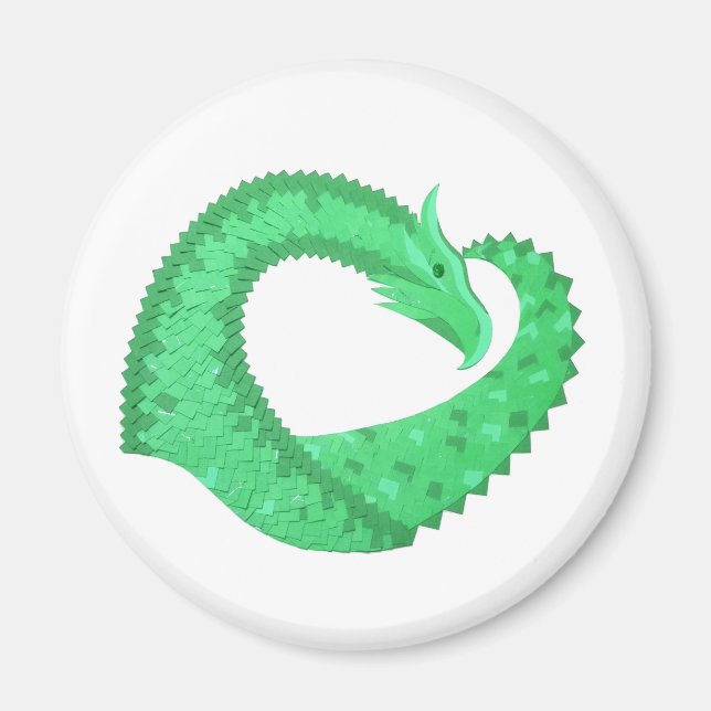Grüner Herzdrache auf Weiß Magnet (Vorne)