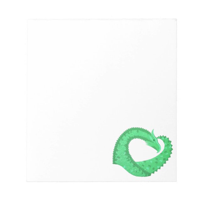 Grüner Herzdrache auf Weiß Notizblock (Vorderseite)