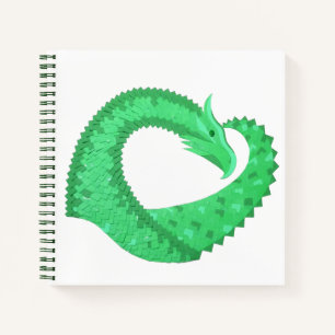 Grüner Herzdrache auf Weiß Notizbuch