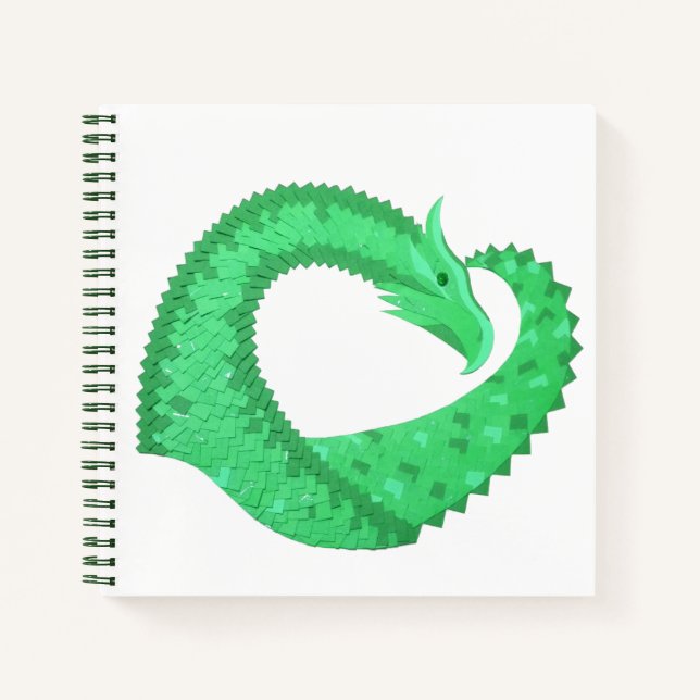 Grüner Herzdrache auf Weiß Notizbuch (Vorderseite)