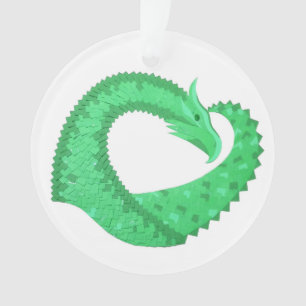 Grüner Herzdrache auf Weiß Ornament