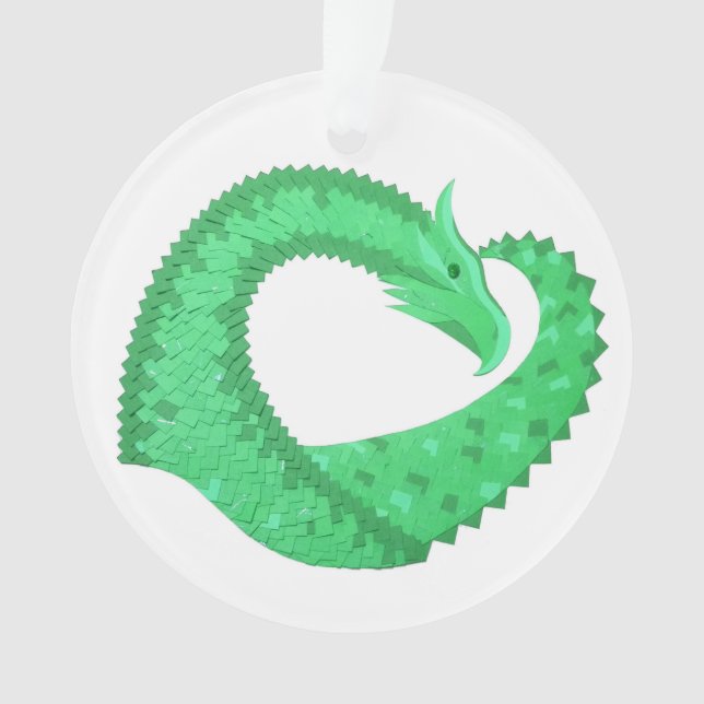 Grüner Herzdrache auf Weiß Ornament (Vorderseite)