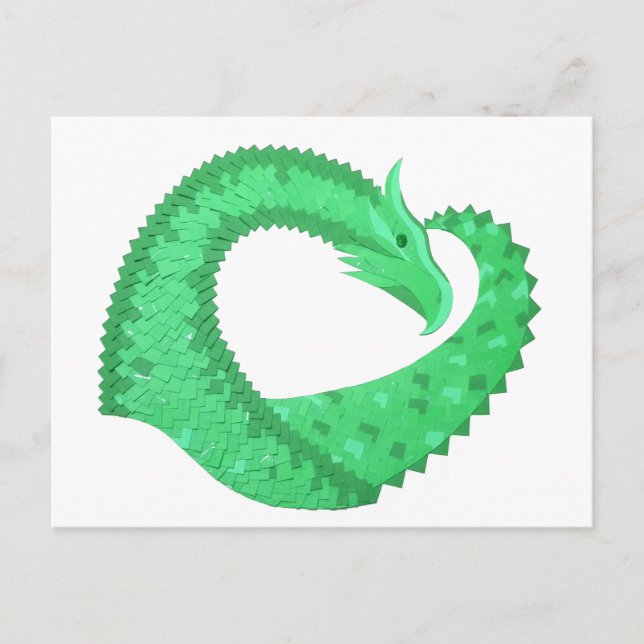Grüner Herzdrache auf Weiß Postkarte (Vorderseite)
