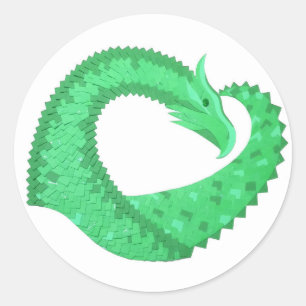 Grüner Herzdrache auf Weiß Runder Aufkleber