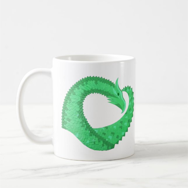 Grüner Herzdrache auf Weiß Tasse (Links)