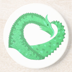 Grüner Herzdrache auf Weiß Untersetzer