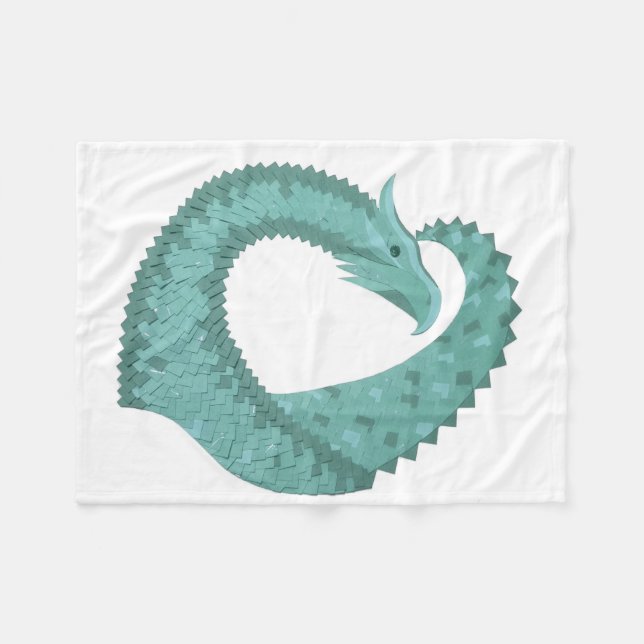 Grüner Herzdrache in Weiß Fleecedecke (Vorderseite (Horizontal))