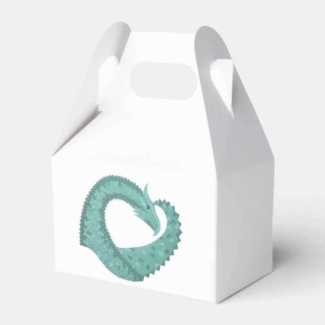 Grüner Herzdrache in Weiß Geschenkschachtel (Vorderseite)