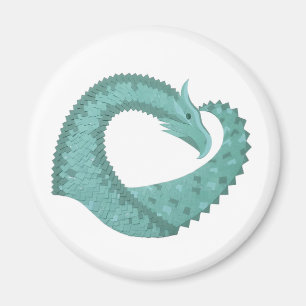 Grüner Herzdrache in Weiß Magnet