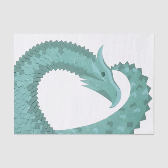 Grüner Herzdrache in Weiß Seidenpapier (Vorderseite)