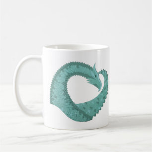 Grüner Herzdrache in Weiß Tasse