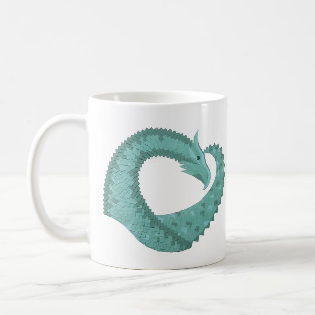Grüner Herzdrache in Weiß Tasse (Links)