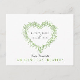 Grüner Herzkranz wegen Absage der Hochzeit Ankündigungspostkarte