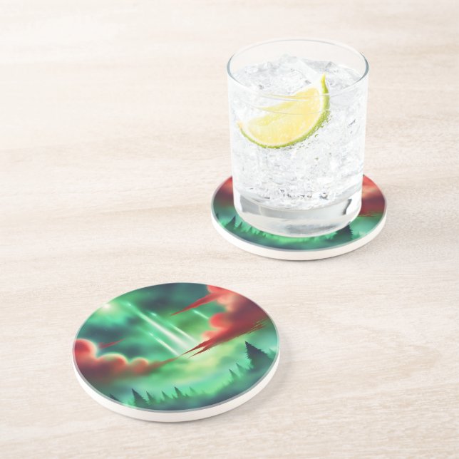 grüner Himmel Getränkeuntersetzer (Seite)