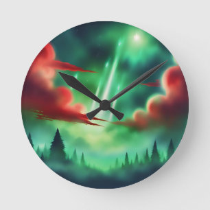 grüner Himmel Runde Wanduhr