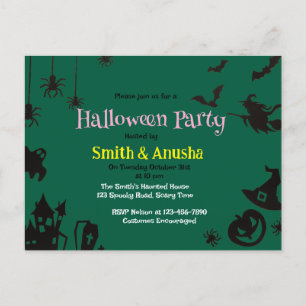 Grüner Hintergrund des Halloween-Party für Erwachs Feiertagspostkarte