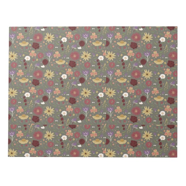 Grüner Hintergrund für die Blumenpracht im Herbst Notizblock (Vorderseite)