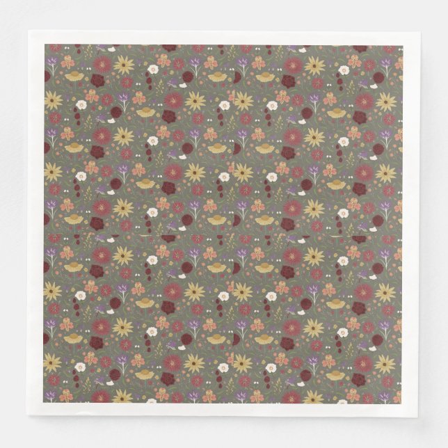 Grüner Hintergrund für die Blumenpracht im Herbst Serviette (Vorderseite)