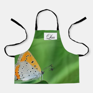Grüner Hintergrund & gelber, weißer Schmetterling Schürze