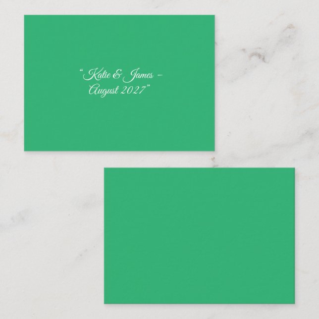 Grüner Hintergrund mit flacher Minze - Hochzeitsde Begleitkarte (Vorne/Hinten)