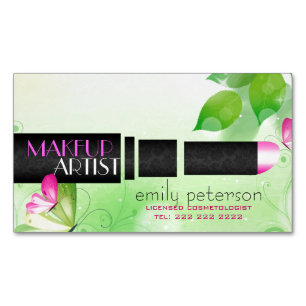 Grüner Hintergrund mit schwarzem Schönheitszeichen Magnetische Visitenkarte