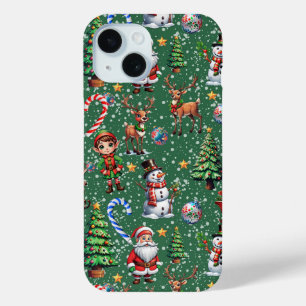 Grüner Hintergrund Weihnachtsdekorationsmuster Case-Mate iPhone Hülle