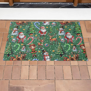 Grüner Hintergrund Weihnachtsdekorationsmuster Fußmatte