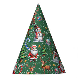 Grüner Hintergrund Weihnachtsdekorationsmuster Partyhütchen