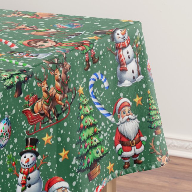 Grüner Hintergrund Weihnachtsdekorationsmuster Tischdecke (Von Creator hochgeladen)