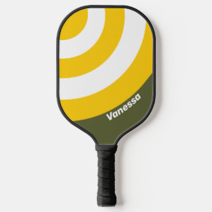 Grüner Honig Nostalgischer Kreis Streifen mit Name Pickleball Schläger