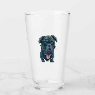 Grüner Hund mit Brille Glas