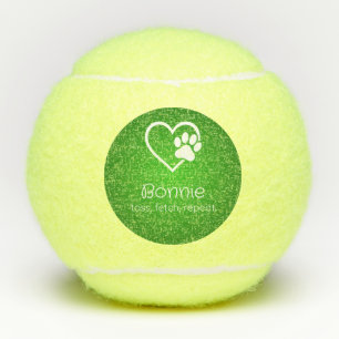 Grüner Hundename Tennisball 'werfen, holen, wieder Tennisbälle