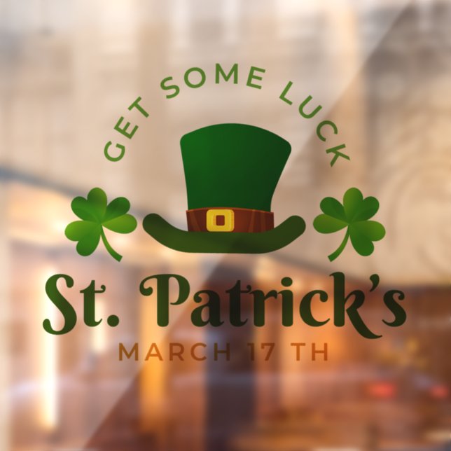 Grüner Hut und Clover St Patrick's Day Fensteraufkleber (Blatt 2)