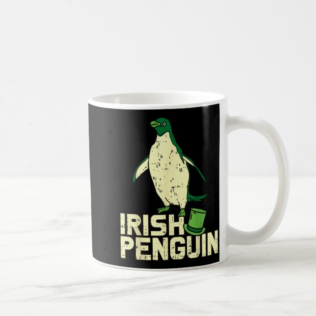 Grüner irischer Pinguin Süß St Patricks Day Tier L Kaffeetasse (Rechts)
