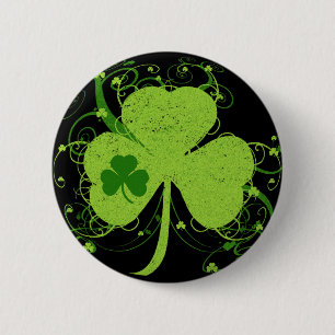 Grüner Irischer Shamrock Button