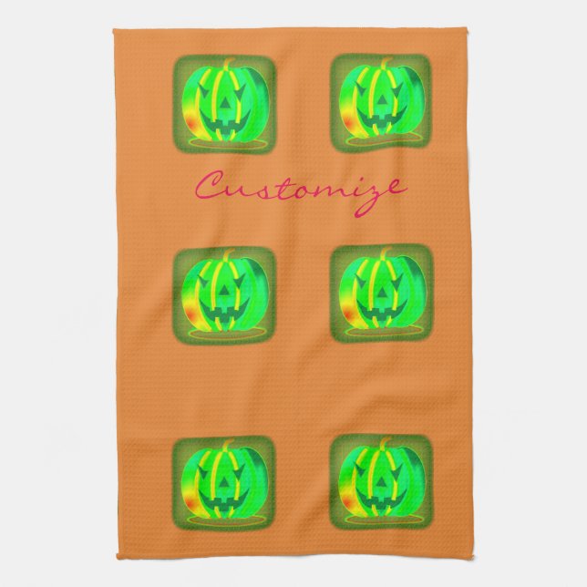 Grüner Jack o'lantern Halloween Thunder_Cove Küchentuch (Vertikal)